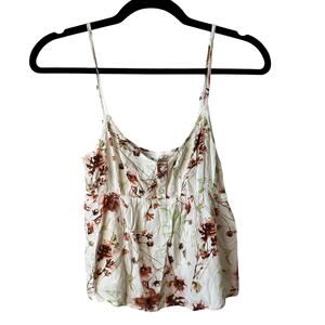 Y2K Abound New Nordstrom Women's Floral Babydoll Crop Top Cream Brown Size XXS